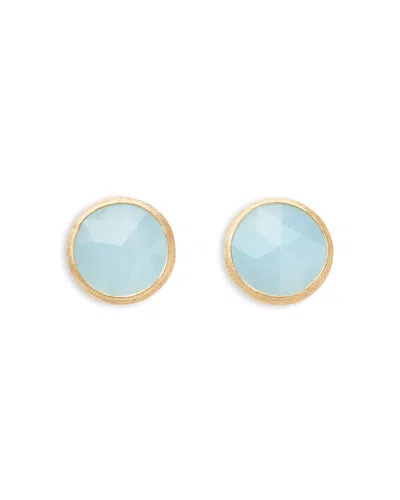 Marco Bicego 18k Yellow Gold Jaipur Color Aquamarine Oval Stud Earrings In Blue