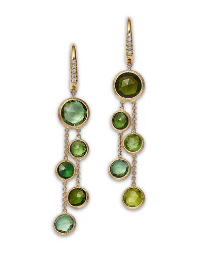 Marco Bicego 18k Yellow Gold Jaipur Color Green Tourmaline & Diamond Cascading Drop Earrings - Exclusive In Green/gold