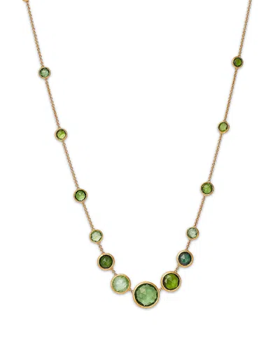 Marco Bicego 18k Yellow Gold Jaipur Color Green Tourmaline Bezel Graduated Statement Necklace, 16.5 - 18 - Exclus In Green/gold