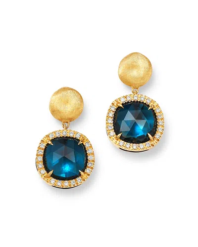 Marco Bicego 18k Yellow Gold Jaipur Color London Blue Topaz & Diamond Small Drop Earrings In 18kyg Lt D0..30