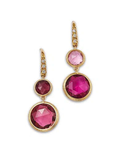 Marco Bicego 18k Yellow Gold Jaipur Color Pink Tourmaline & Diamond Double Drop Earrings - Exclusive In Pink/gold