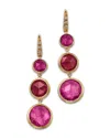 MARCO BICEGO 18K YELLOW GOLD JAIPUR COLOR PINK TOURMALINE & DIAMOND TRIPLE DROP EARRINGS - EXCLUSIVE