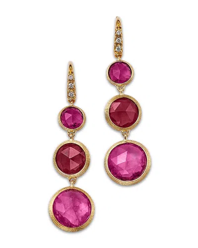 Marco Bicego 18k Yellow Gold Jaipur Color Pink Tourmaline & Diamond Triple Drop Earrings - Exclusive In Pink/gold