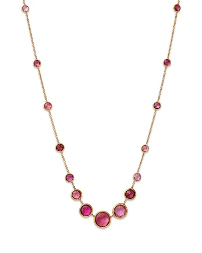 Marco Bicego 18k Yellow Gold Jaipur Color Pink Tourmaline Bezel Graduated Statement Necklace, 16.5 - 18 - Exclusi In Pink/gold