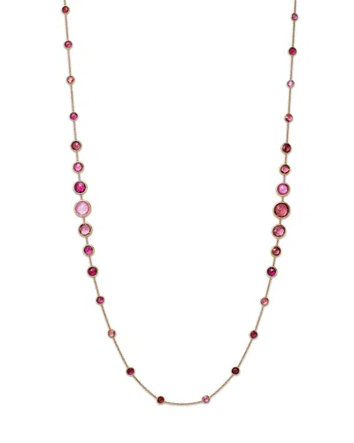 Marco Bicego 18k Yellow Gold Jaipur Color Pink Tourmaline Bezel Long Strand Necklace, 36 - Exclusive In Pink/gold