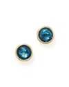Marco Bicego 18k Yellow Gold And London Blue Topaz Large Stud Earrings In Blue/gold