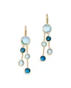 Marco Bicego 18k Yellow Gold Jaipur Mixed Blue Topaz Double Strand Earrings In Blue/gold