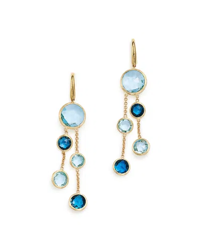MARCO BICEGO 18K YELLOW GOLD JAIPUR MIXED BLUE TOPAZ DOUBLE STRAND EARRINGS,OB1290 MIX725 Y