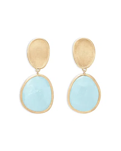 Marco Bicego 18k Yellow Gold Lunaria Aquamarine & Textured Disc Drop Earrings