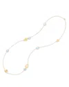 Marco Bicego 18k Yellow Gold Lunaria Aquamarine & Textured Petal Long Statement Necklace, 39.25