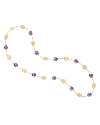 Marco Bicego 18k Yellow Gold Lunaria Charoite & Textured Petal Long Statement Necklace, 36
