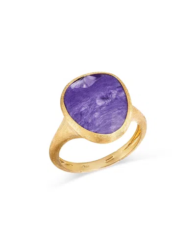 Marco Bicego 18k Yellow Gold Lunaria Color Charoite Solitaire Ring In Brown