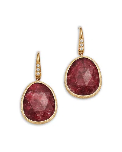 Marco Bicego 18k Yellow Gold Lunaria Color Thulite & Diamond Drop Earrings In Metallic