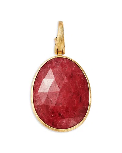 Marco Bicego 18k Yellow Gold Lunaria Color Thulite Oval Pendant In Red/gold