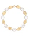 Marco Bicego 18k Yellow Gold Lunaria Large Mother Of Pearl & Textured Disc Statement Necklace, 17.75 In White/gold