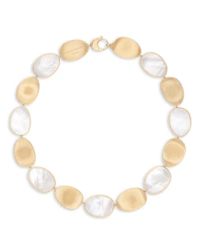Marco Bicego 18k Yellow Gold Lunaria Large Mother Of Pearl & Textured Disc Statement Necklace, 17.75 In White/gold
