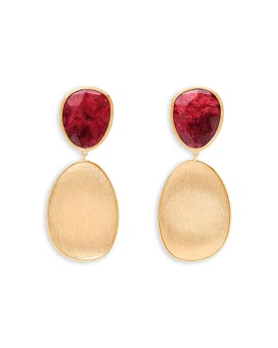 Marco Bicego 18k Yellow Gold Lunaria Thulite & Textured Disc Drop Earrings