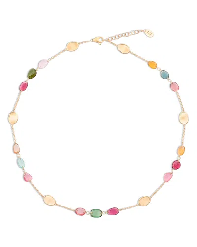 MARCO BICEGO 18K YELLOW GOLD LUNARIA TOURMALINE MULTICOLOR TOURMALINE SCATTER COLLAR NECKLACE, 16.5 - 18