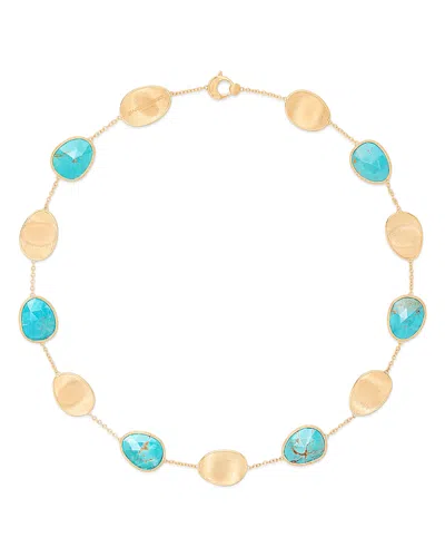 MARCO BICEGO 18K YELLOW GOLD LUNARIA TURQUOISE COLLAR NECKLACE, 17.75