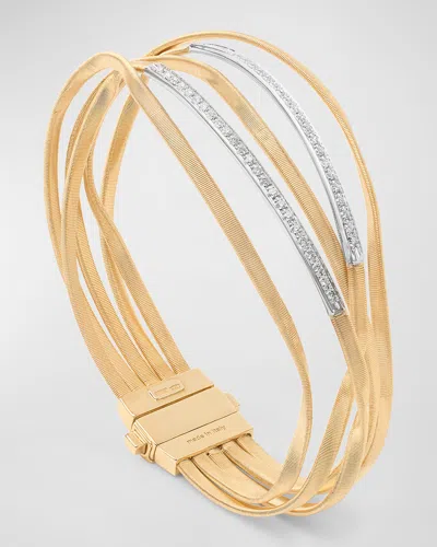 Marco Bicego 18k Yellow Gold Marrakech 5 Strand Coil Bangle With Diamonds In 05 Yellow Gold