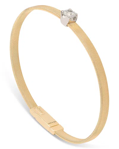 Marco Bicego 18k Yellow Gold Masai Diamond Cushion Cut Solitaire Coil Bangle Bracelet In Gold/white
