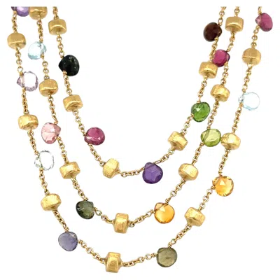 Pre-owned Marco Bicego 18k Yellow Gold Multi-stone 3-strand Necklace 29" 55.7g