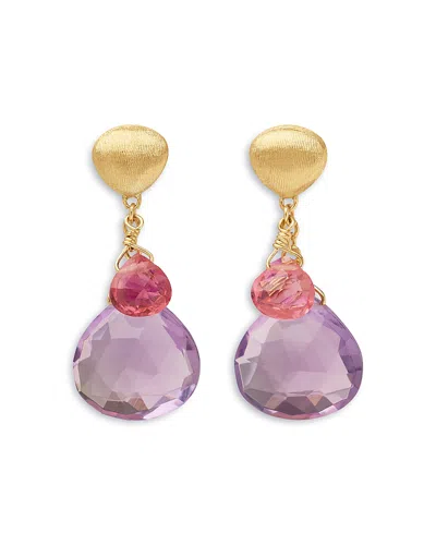 Marco Bicego 18k Yellow Gold Paradise Amethyst & Pink Tourmaline Chain Drop Earrings In Metallic