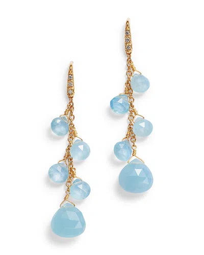 Marco Bicego 18k Yellow Gold Paradise Aquamarine & Diamond Chain Drop Earrings - Exclusive In Blue/gold
