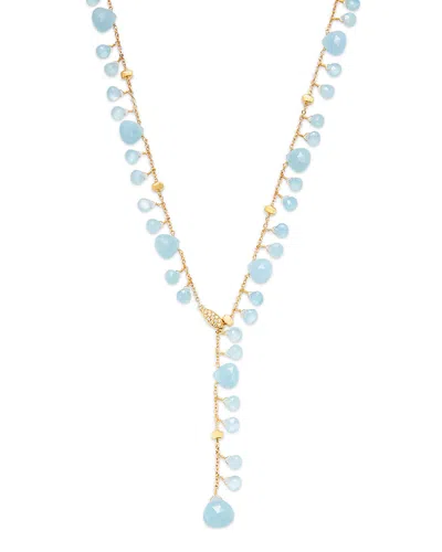 Marco Bicego 18k Yellow Gold Paradise Aquamarine & Diamond Dangle Lariat Necklace, 17.25 - Exclusive In Blue/gold