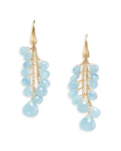 Marco Bicego 18k Yellow Gold Paradise Aquamarine Cluster Chain Drop Earrings - Exclusive In Blue/gold