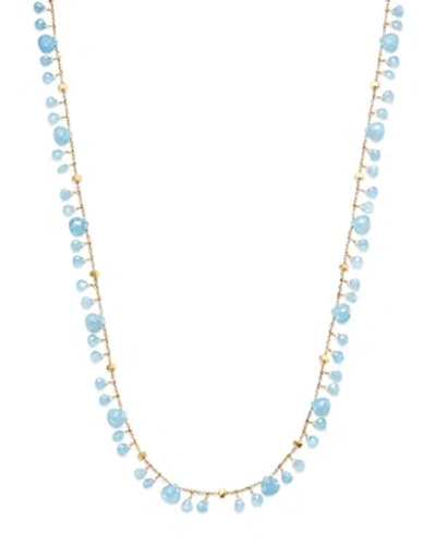 Marco Bicego 18k Yellow Gold Paradise Aquamarine Dangle Strand Necklace, 36 - Exclusive In Blue/gold