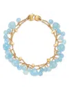 Marco Bicego 18k Yellow Gold Paradise Aquamarine Dangle Two Strand Bracelet In Blue/gold