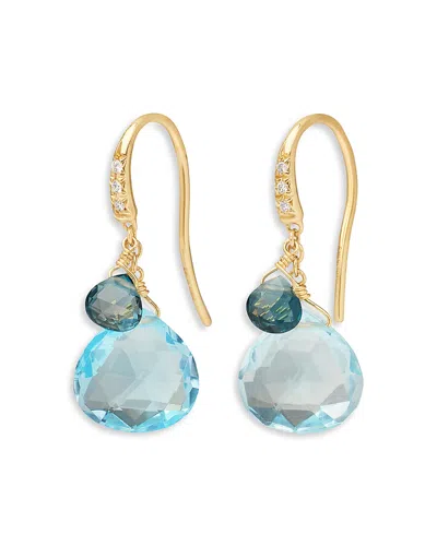 Marco Bicego 18k Yellow Gold Paradise Blue Topaz & Diamond Drop Earrings
