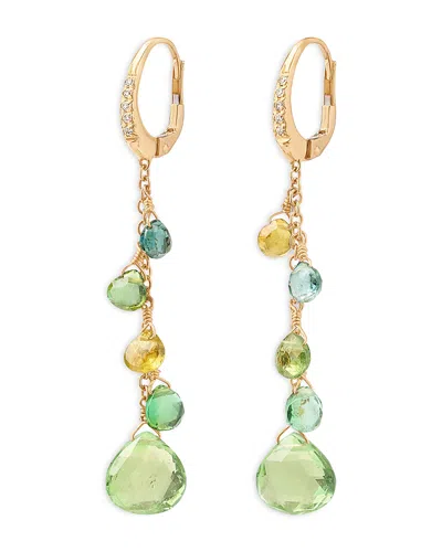 Marco Bicego 18k Yellow Gold Paradise Green Tourmaline & Diamond Linear Drop Earrings In Gray