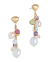 Marco Bicego 18k Yellow Gold Paradise Pearl Mixed Gemstone And Cultured Freshwater Pearl Drop Earrings In Multi/gold