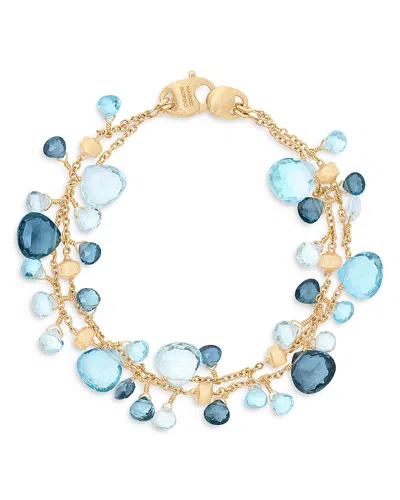 Marco Bicego 18k Yellow Gold Paradise Topaz London Blue & Swiss Blue Double Strand Bracelet In Blue/gold