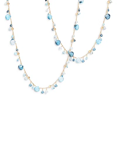 Marco Bicego 18k Yellow Gold Paradise Topaz London Blue & Swiss Blue Long Length Statement Necklace, 36 In Blue/gold