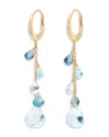 Marco Bicego 18k Yellow Gold Paradise Topaz London Blue Topaz, Swiss Blue Topaz & Diamond Leverback Drop Earrings In Blue/gold