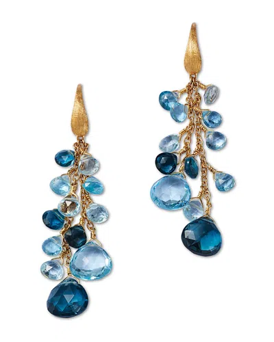 Marco Bicego 18k Yellow Gold Paradise Topaz Swiss Blue & London Blue Topaz Multi Strand Statement Drop Earrings In Blue/gold