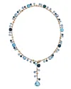 Marco Bicego 18k Yellow Gold Paradise Topaz Swiss Blue Topaz, London Blue Topaz & Diamond Lariat Necklace, 17.25 In Blue/gold