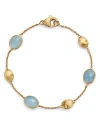 Marco Bicego 18k Yellow Gold Siviglia Aquamarine & Textured Bead Link Bracelet In Blue/gold