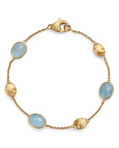 Marco Bicego 18k Yellow Gold Siviglia Aquamarine & Textured Bead Link Bracelet In Blue/gold