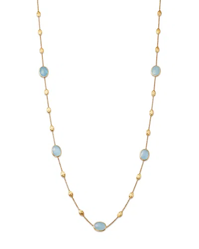 Marco Bicego 18k Yellow Gold Siviglia Aquamarine Beaded Strand Necklace, 36l In Blue
