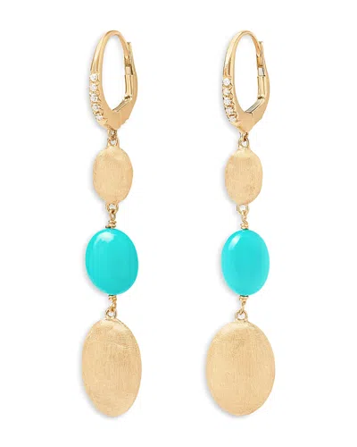 Marco Bicego 18k Yellow Gold Siviglia Turquoise & Diamond Triple Drop Earrings