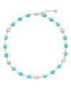 MARCO BICEGO 18K YELLOW GOLD SIVIGLIA TURQUOISE LINK COLLAR NECKLACE, 16.5-18