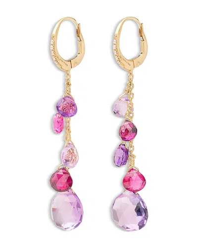 Marco Bicego 18k Yellow Paradise Multi Gemstone & Diamond Chain Drop Earrings In Purple