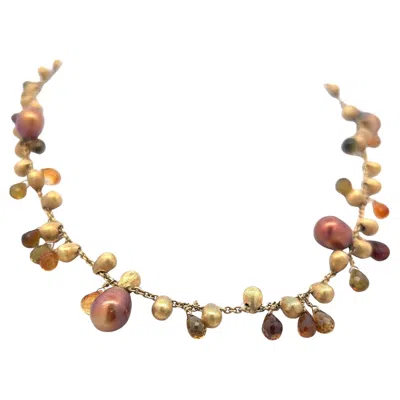 Pre-owned Marco Bicego 5.8-4.3mm Briolette Citrine 18 Karat Yellow Gold Link Necklace