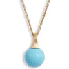 Marco Bicego Africa Boule 18k Yellow Gold Semiprecious Pendant Necklace In Turquoise/yellow Gold