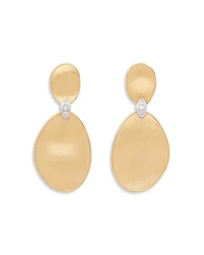 MARCO BICEGO DIAMOND PAVE DOUBLE DROP EARRINGS IN 18K WHITE & YELLOW GOLD, 0.10 TCW
