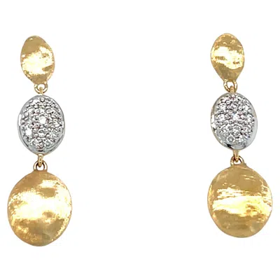 Pre-owned Marco Bicego Diamond Siviglia Earrings In 18k Yellow Gold With Pavé Diamonds